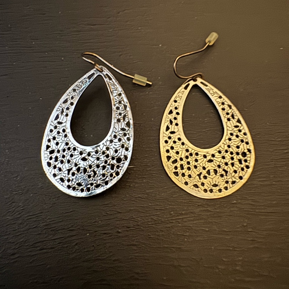 Teardrop Filigree Earrings gunmetal color